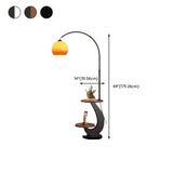 Modern Globe Glass Arc Floor Lamp with Side Table & USB Port #size