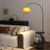 Modern Globe Glass Arc Floor Lamp with Side Table & USB Port Image - 3