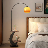 Modern Globe Glass Arc Floor Lamp with Side Table & USB Port Image - 6
