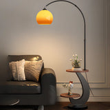 Modern Globe Glass Arc Floor Lamp with Side Table & USB Port Image - 9
