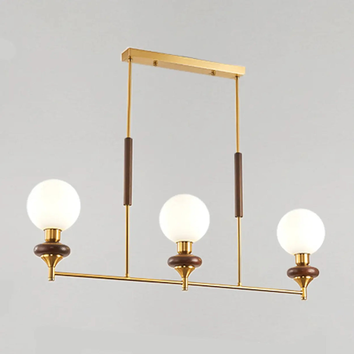 Modern Globe Glass Pendant Light Kitchen Gold Large 3-Bulb Image - 2