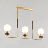 Modern Globe Glass Pendant Light Kitchen Gold Large 3-Bulb Image - 2
