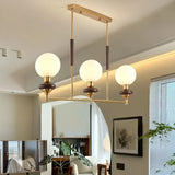 Modern Globe Glass Pendant Light Kitchen Gold Large 3-Bulb Image - 4