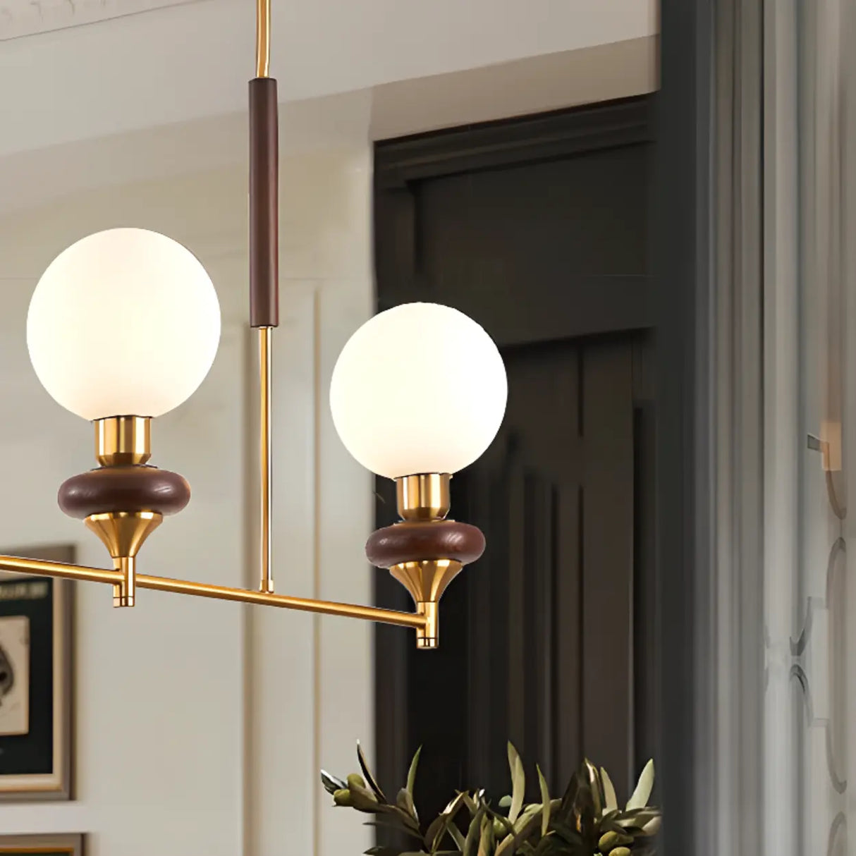 Modern Globe Glass Pendant Light Kitchen Gold Large 3-Bulb Image - 5