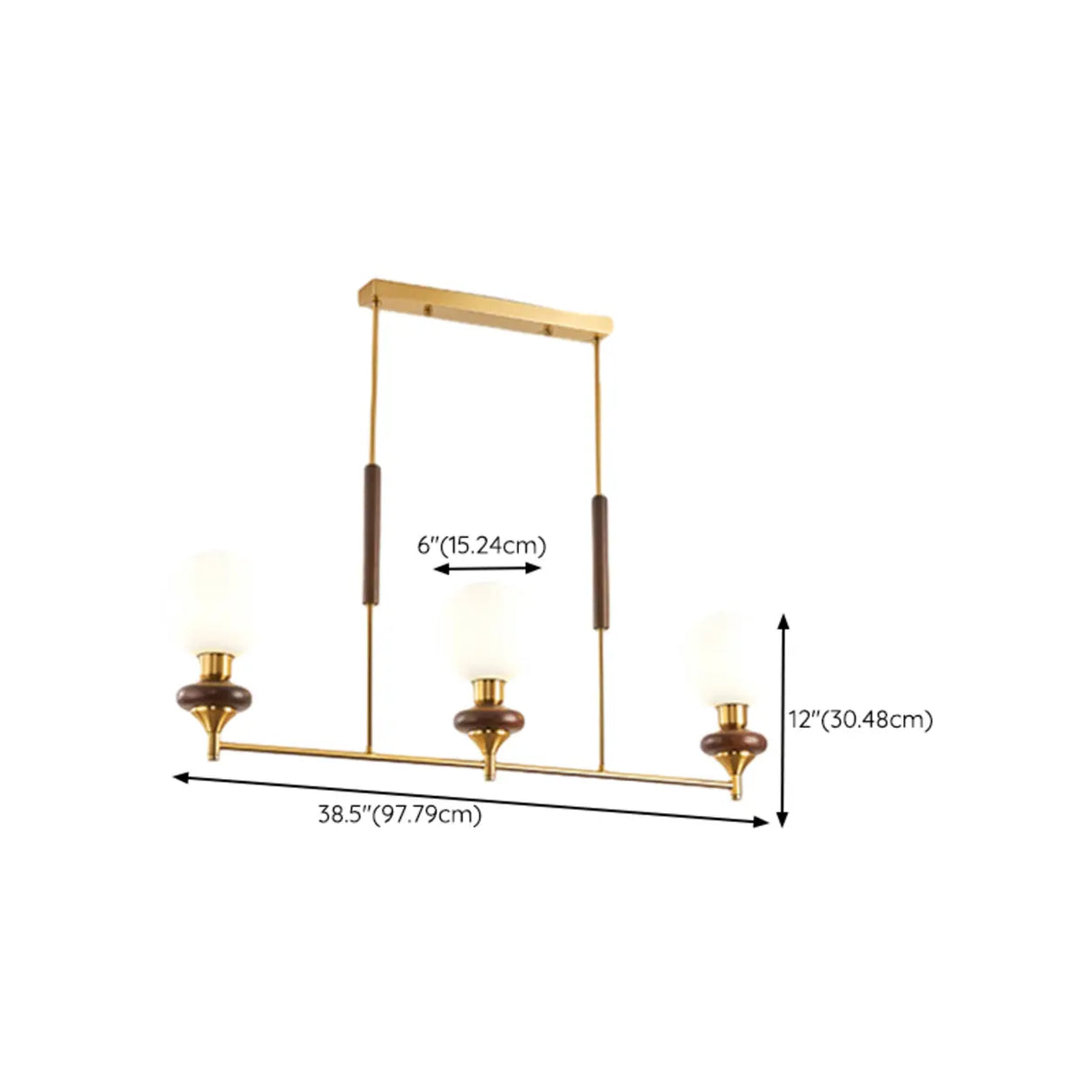 Modern Globe Glass Pendant Light Kitchen Gold Large 3-Bulb 