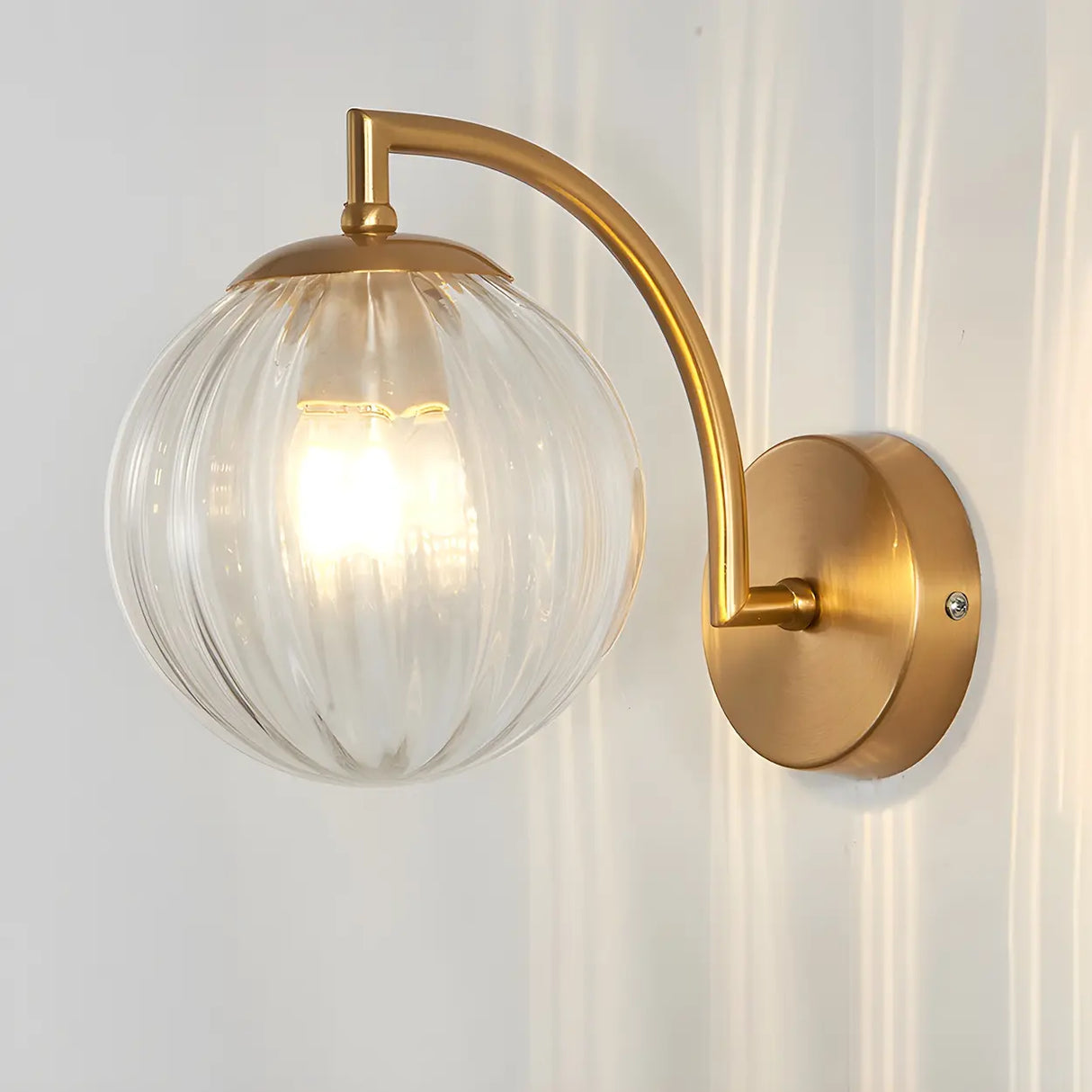 Modern Globe Glass Wall Light with Black Finish Image - 2
