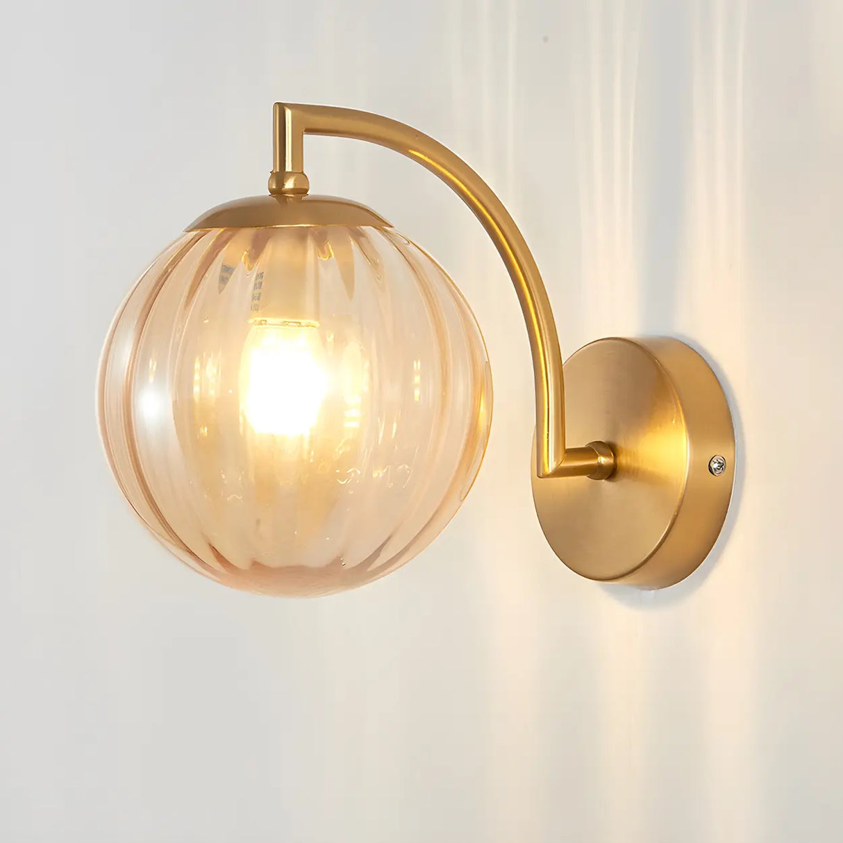 Modern Globe Glass Wall Light with Black Finish Image - 4