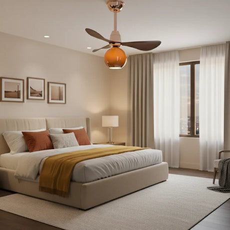 Modern Globe Orange 6-Speed Reversible Ceiling Fan with Light Image - 2