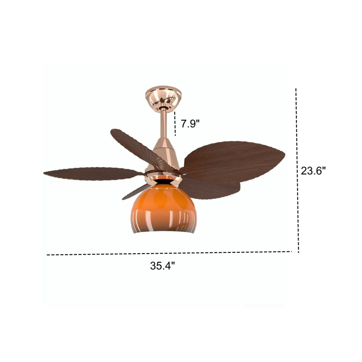 Modern Globe Orange 6-Speed Reversible Ceiling Fan with Light Image - 8