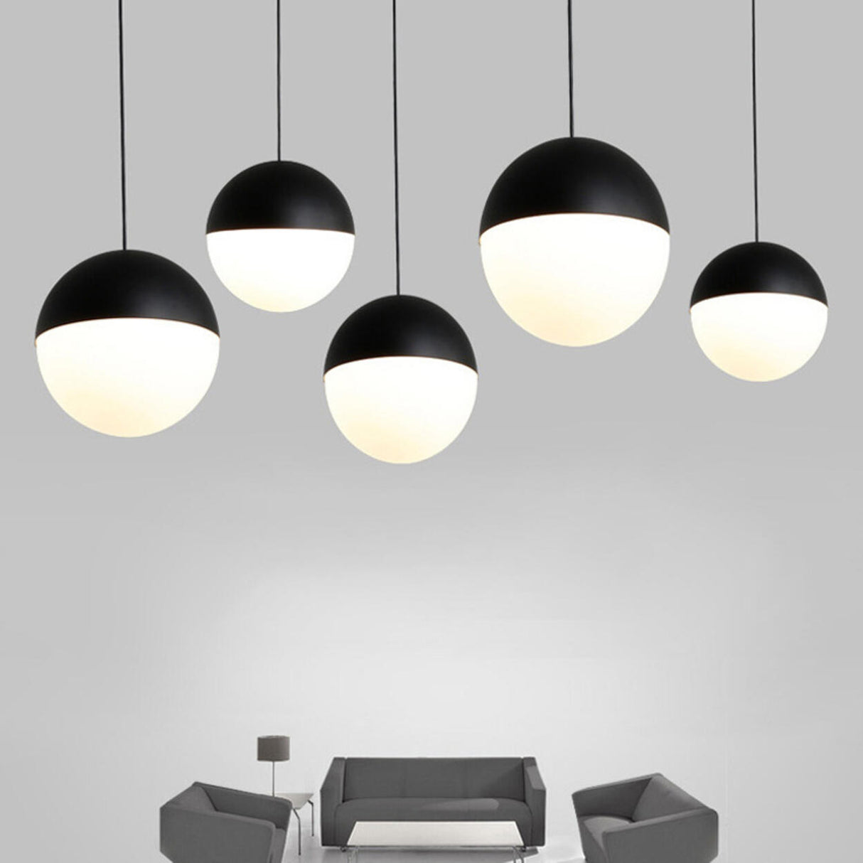 Modern Globe White Glass Metal Pendant Lights  Image - 1
