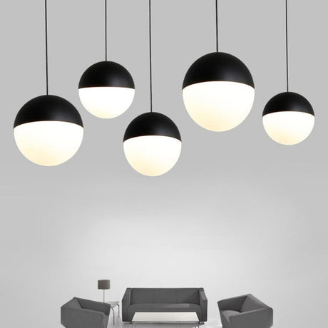 Modern Globe White Glass Metal Pendant Lights  Image - 1
