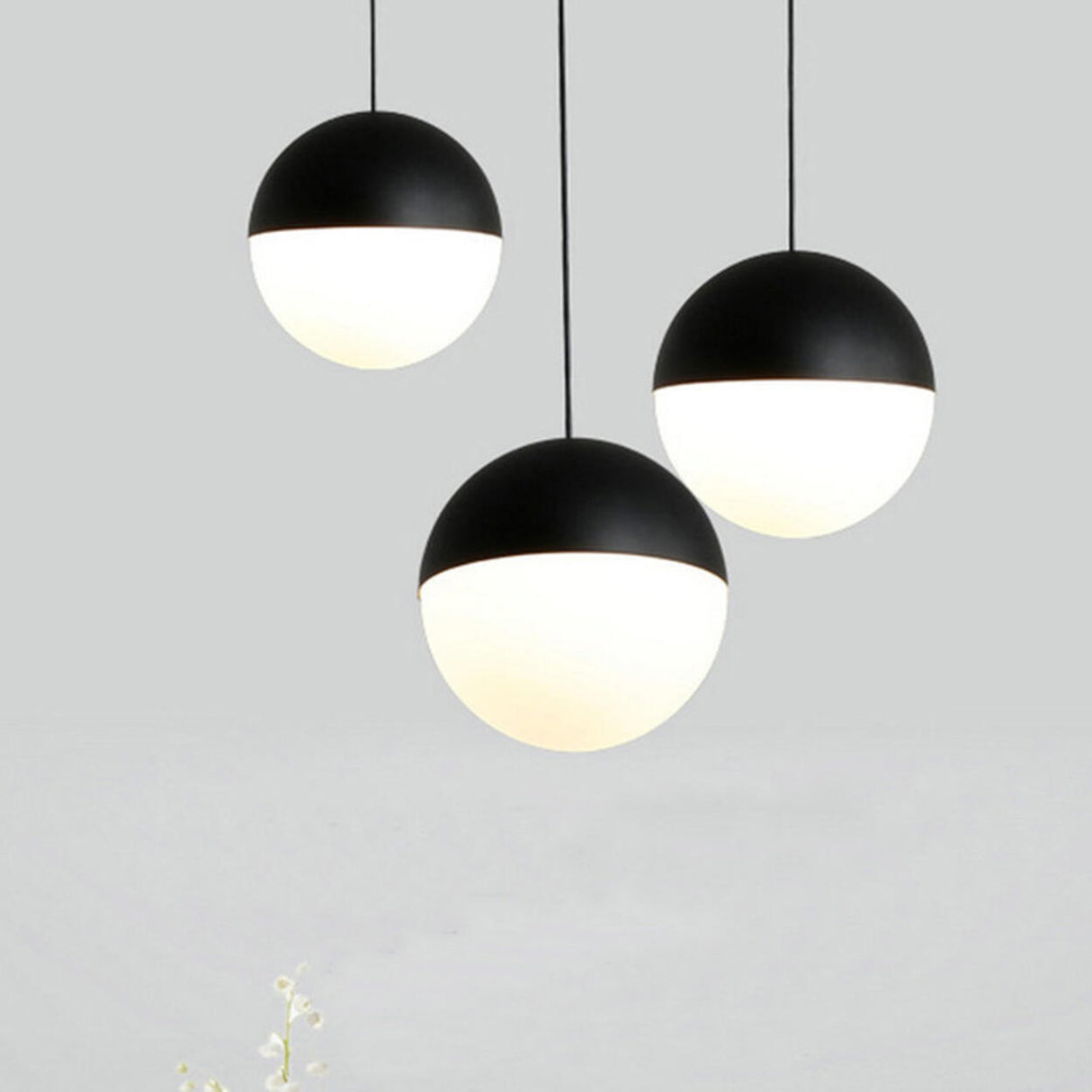 Modern Globe White Glass Metal Pendant Lights  Image - 6