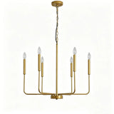 Modern Gold Adjustable Chain Branch Candle Chandelier Image - 4