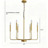 Modern Gold Adjustable Chain Branch Candle Chandelier Image - 8