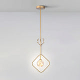 Modern Gold Antler Crystal Globe Bedroom Pendant Light Image - 7