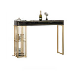 Modern Gold Bar Height Table with Storage Shelves Image - 5