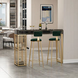 Modern Gold Bar Height Table with Storage Shelves Image - 6