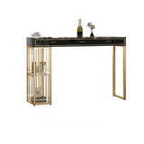 Modern Gold Bar Height Table with Storage Shelves Image - 7