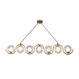 Modern Gold Clear Glass Ball Wave Linear Chandelier Image - 2