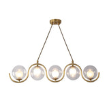 Modern Gold Clear Glass Ball Wave Linear Chandelier Image - 5