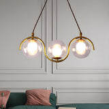 Modern Gold Clear Glass Ball Wave Linear Chandelier Image - 6