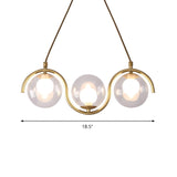 Modern Gold Clear Glass Ball Wave Linear Chandelier #size