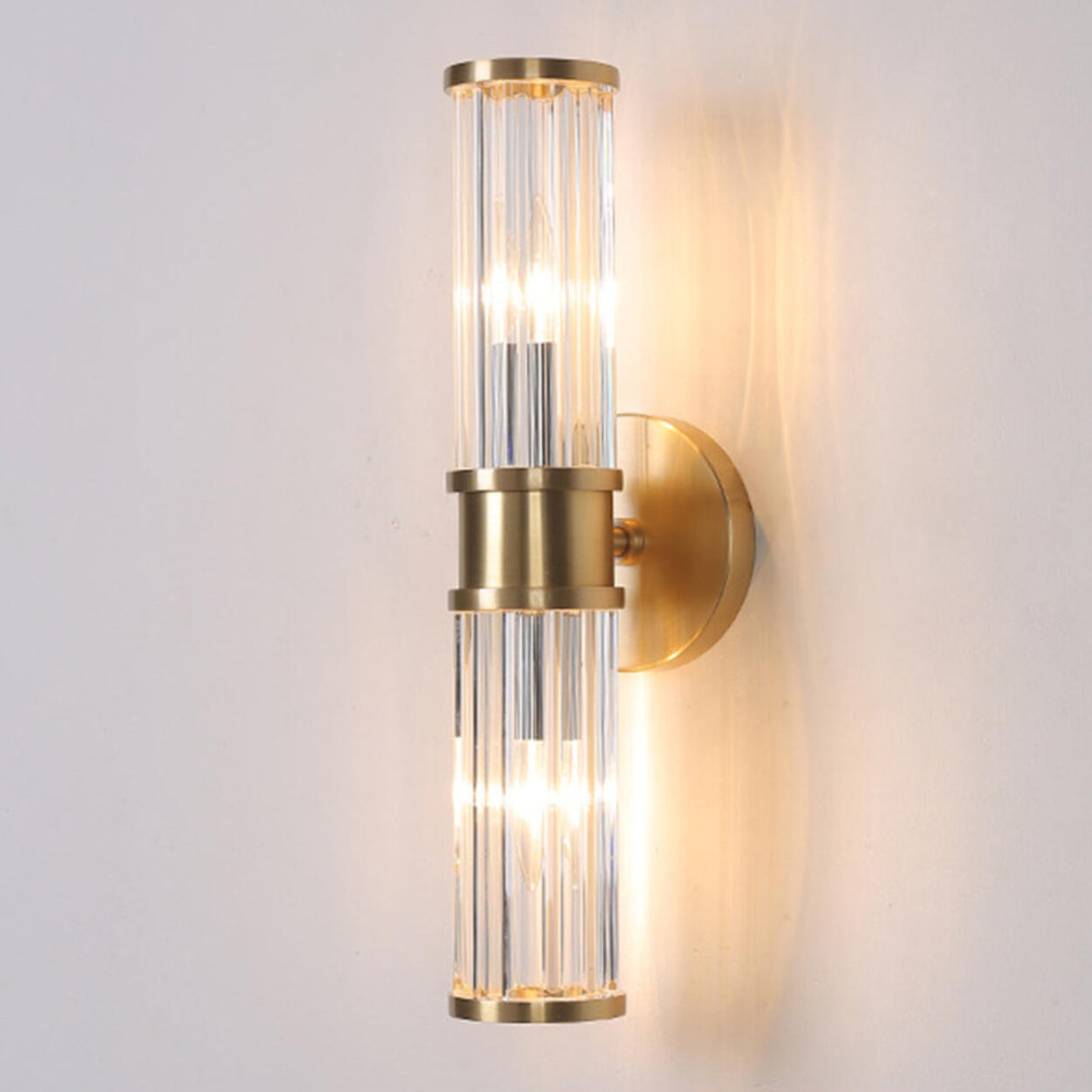 Modern Gold Cylinder Clear Glass LED Wall Sconce Image - 11