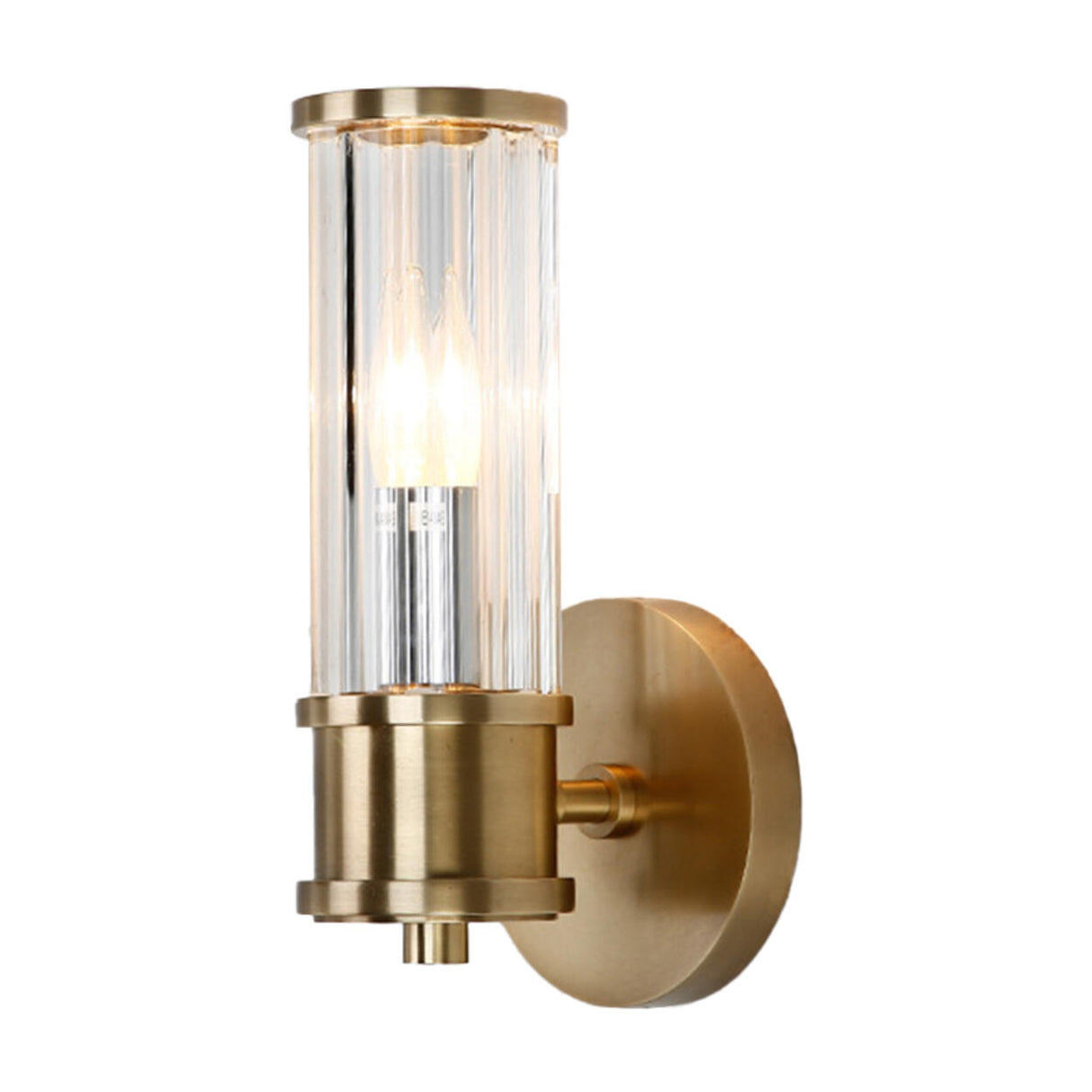 Modern Gold Cylinder Clear Glass LED Wall Sconce Image - 13