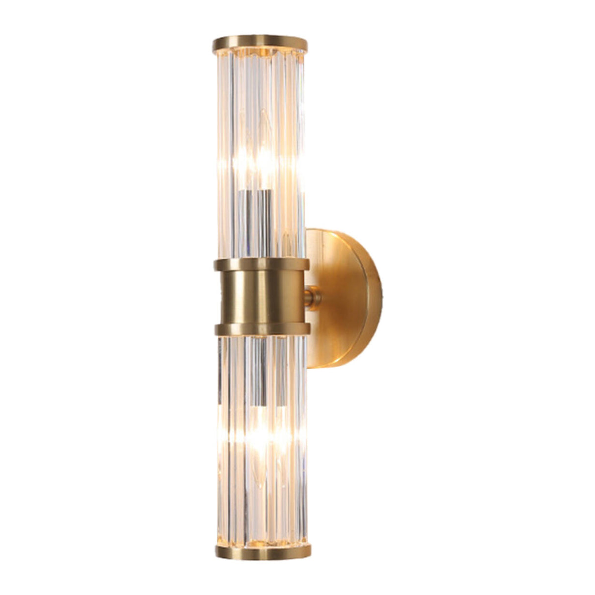 Modern Gold Cylinder Clear Glass LED Wall Sconce Image - 14