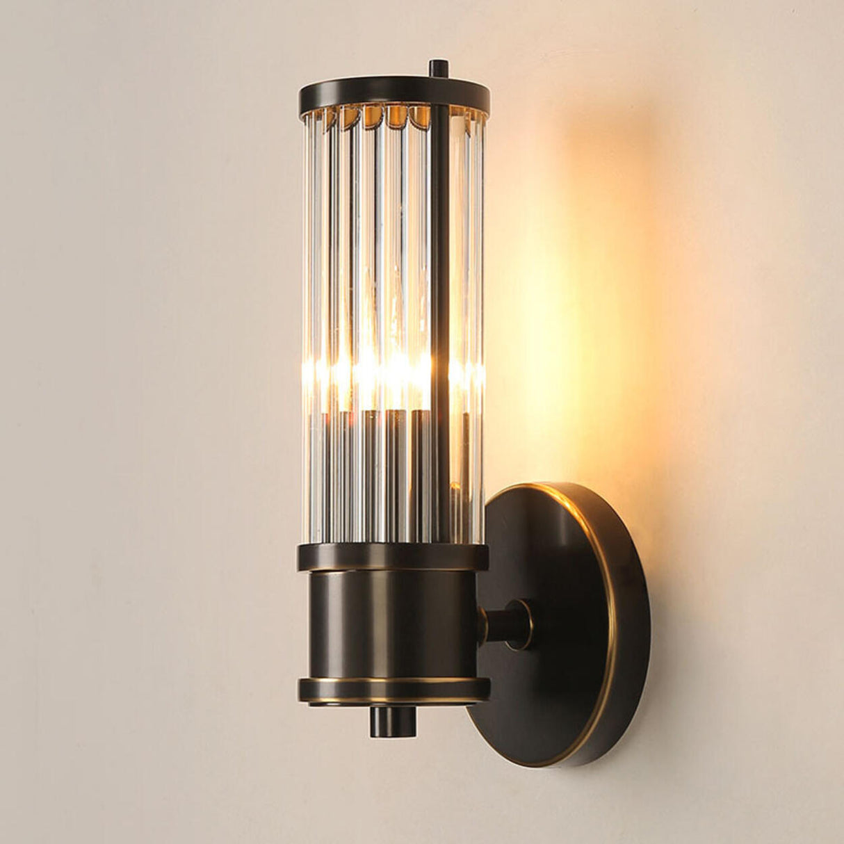 Modern Gold Cylinder Clear Glass LED Wall Sconce Image - 15