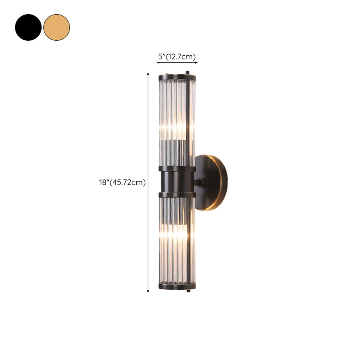 Modern Gold Cylinder Clear Glass LED Wall Sconce Image - 20