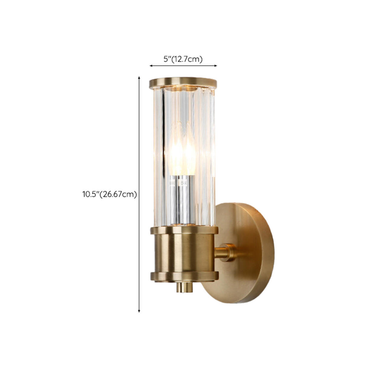 Modern Gold Cylinder Clear Glass LED Wall Sconce Image - 21