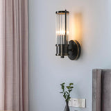Modern Gold Cylinder Clear Glass LED Wall Sconce Image - 3