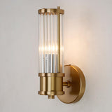 Modern Gold Cylinder Clear Glass LED Wall Sconce Image - 4