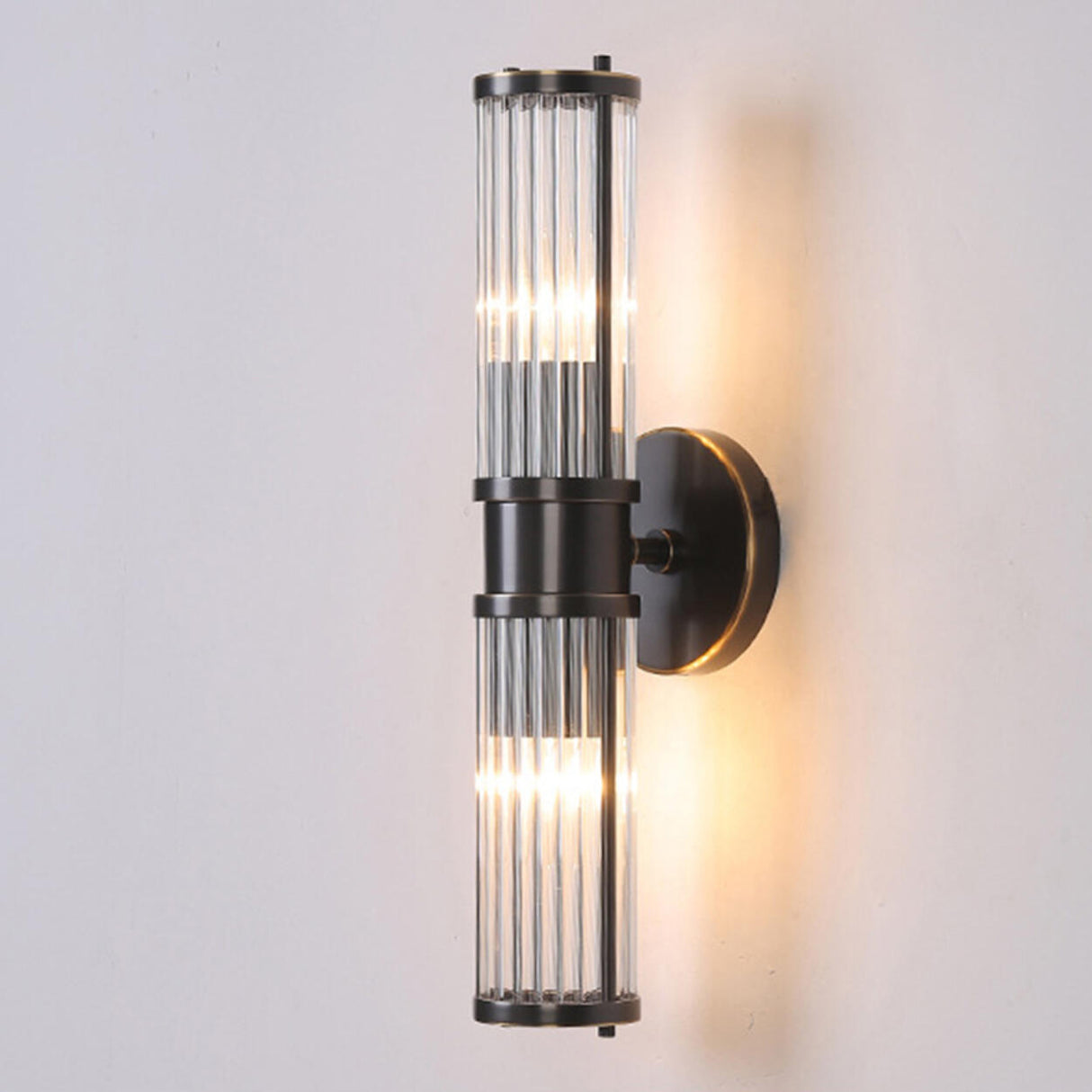 Modern Gold Cylinder Clear Glass LED Wall Sconce Image - 5