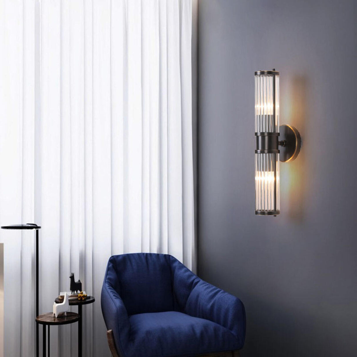 Modern Gold Cylinder Clear Glass LED Wall Sconce Image - 6