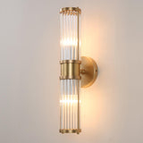 Modern Gold Cylinder Clear Glass LED Wall Sconce Image - 8