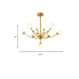 Modern Gold Frosted Glass Globe Sputnik Branching Chandelier #size