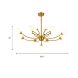 Modern Gold Frosted Glass Globe Sputnik Branching Chandelier Image - 9