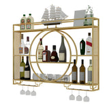 Modern Gold Heart Floating Wall Mounted Wine Rack Image - 10