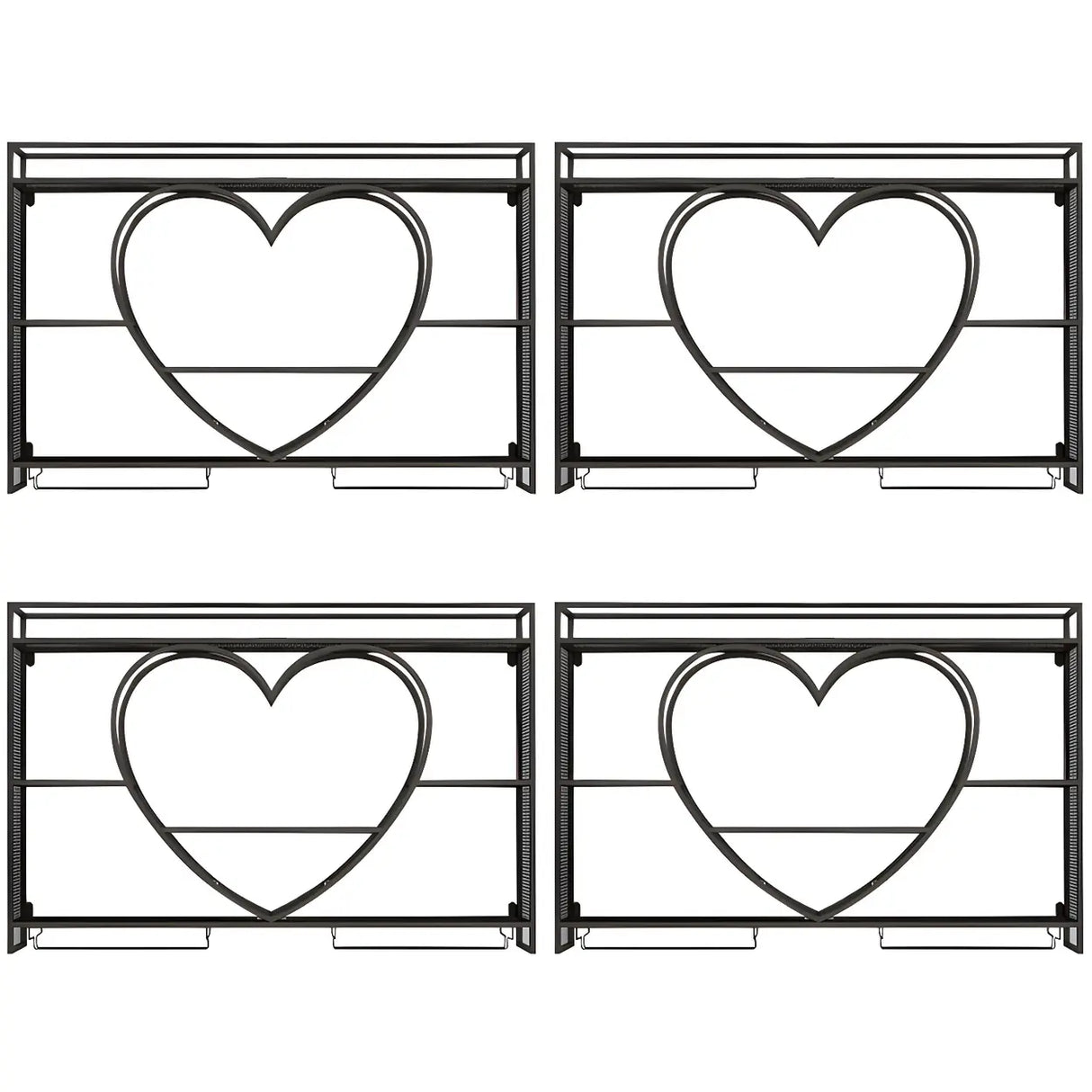 Modern Gold Heart Floating Wall Mounted Wine Rack Image - 12
