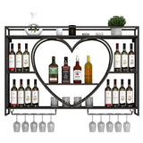 Modern Gold Heart Floating Wall Mounted Wine Rack Image - 13