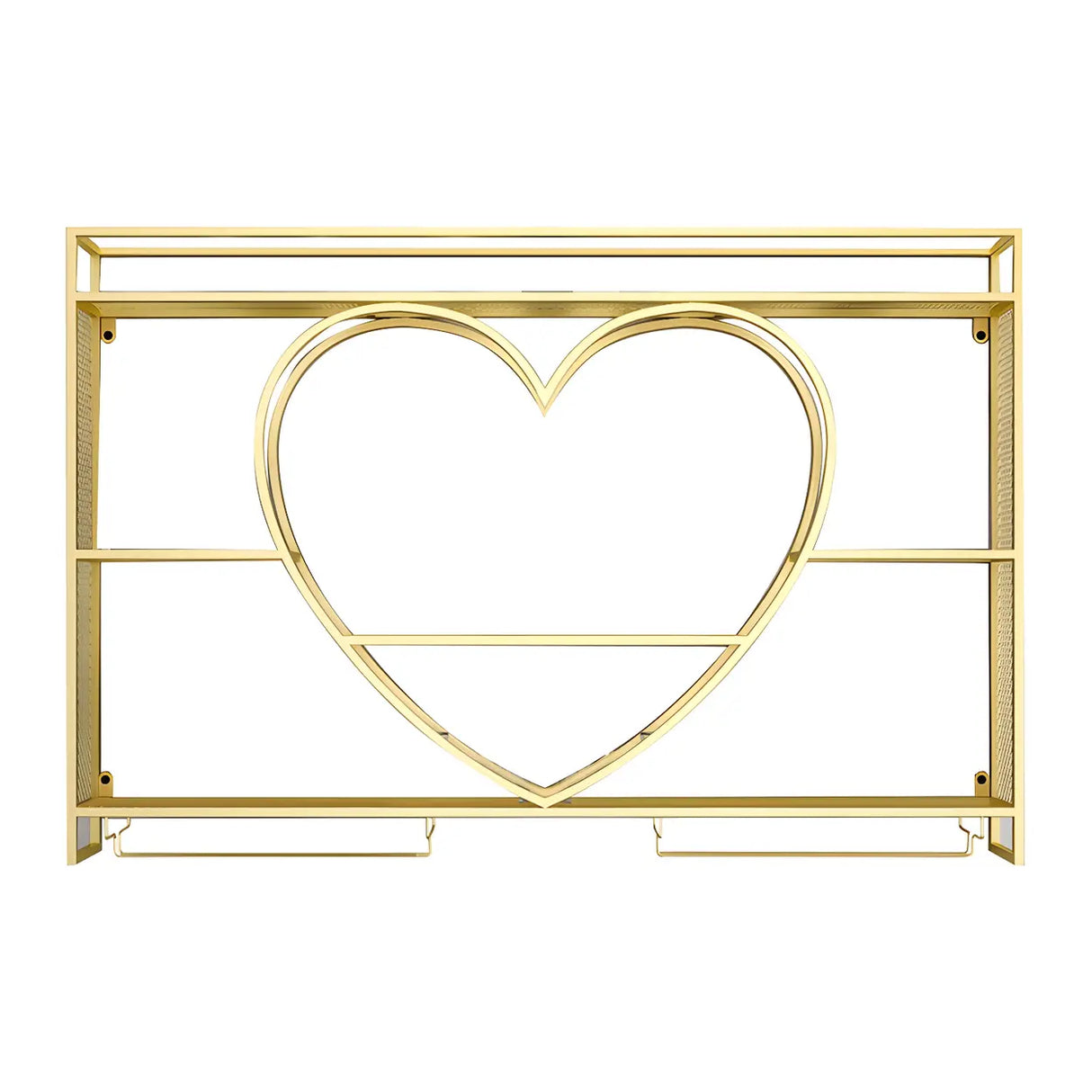 Modern Gold Heart Floating Wall Mounted Wine Rack Image - 21