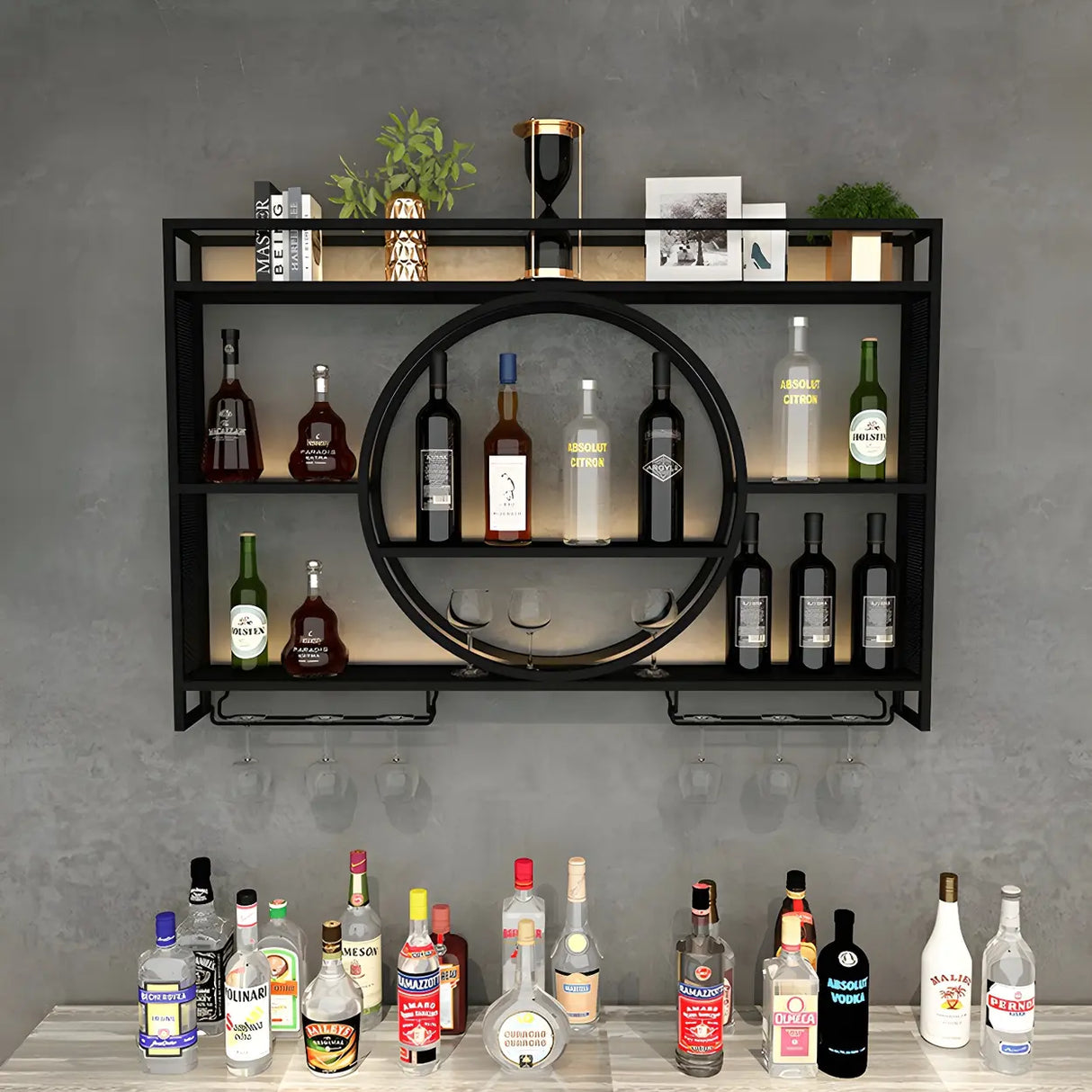 Modern Gold Heart Floating Wall Mounted Wine Rack Image - 25