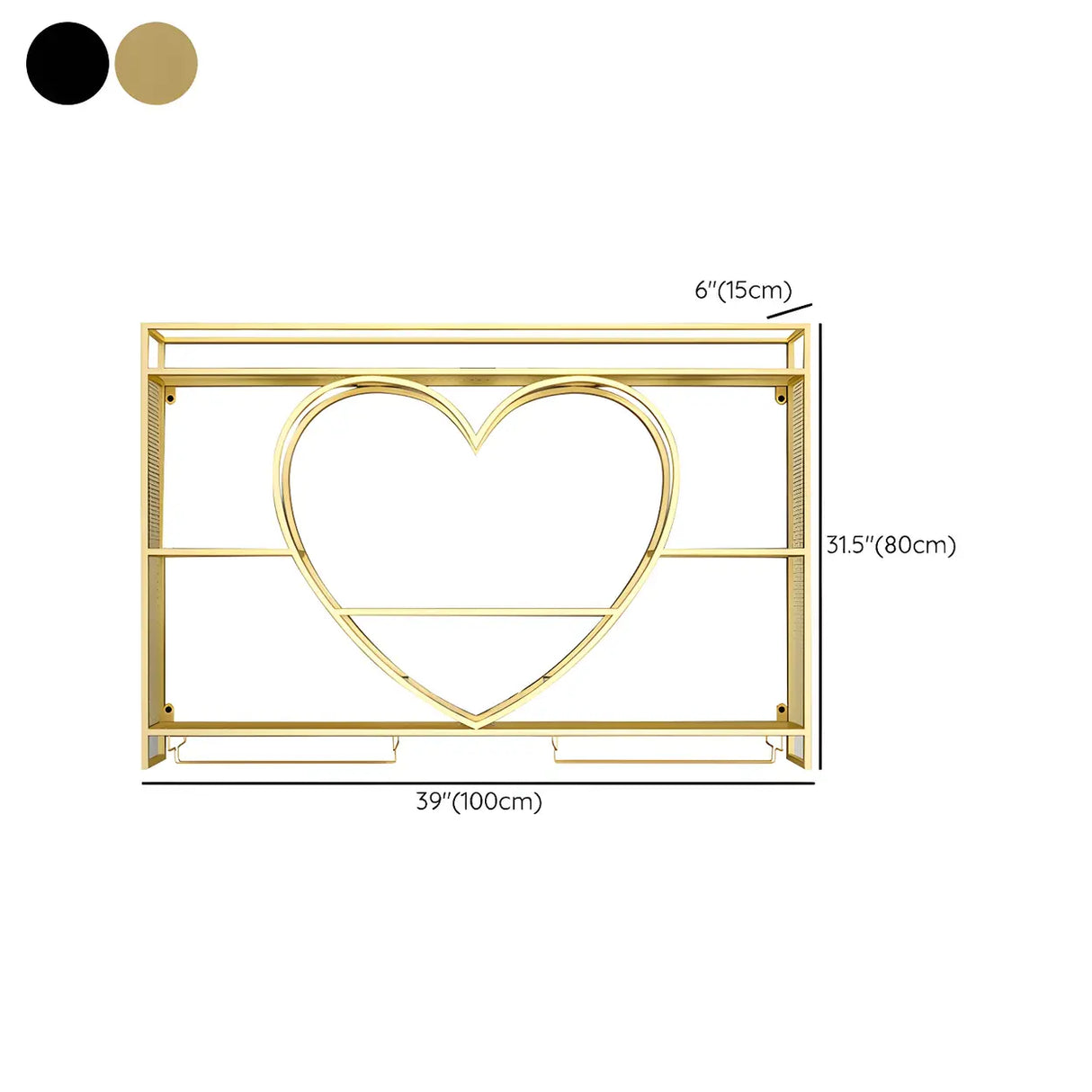 Modern Gold Heart Floating Wall Mounted Wine Rack Image - 27
