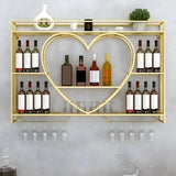 Modern Gold Heart Floating Wall Mounted Wine Rack Image - 2
