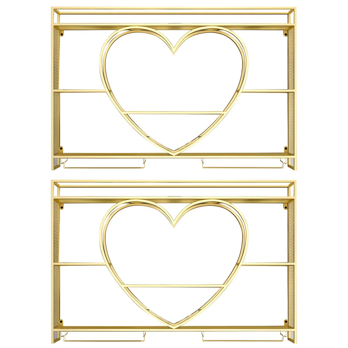 Modern Gold Heart Floating Wall Mounted Wine Rack Image - 5