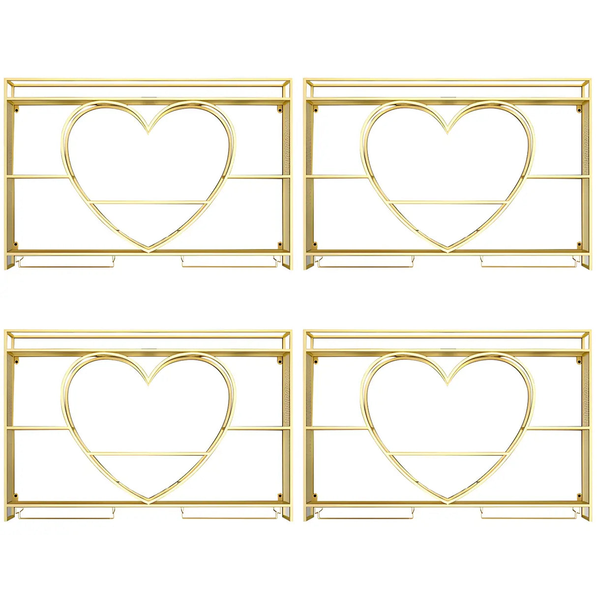 Modern Gold Heart Floating Wall Mounted Wine Rack Image - 8