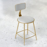 Modern Gold Low Back Upholstery Dining Chair with Footrest Image - 2