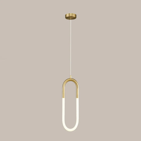 Modern Gold Oval Acrylic Bedroom LED Pendant Light Image - 2